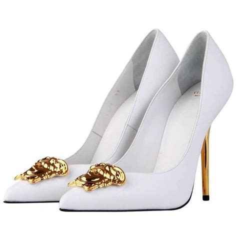 versace medusa shoes white|Versace Medusa detail round heels.